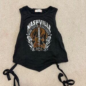 Altar'd State Black Tank Top with Side Tie Details